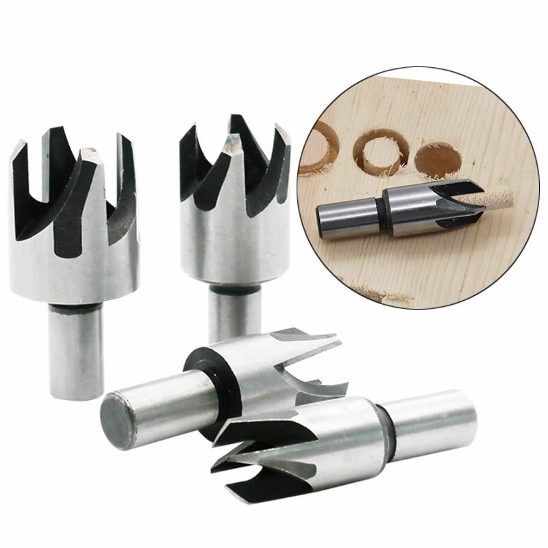 4 PCS Wood Plug Cutting Tool Drill Bit Straight And Tapered Taper 5/8" 1/2" 3/8" 1/4" Woodworking Cork Drill Bit Knife
