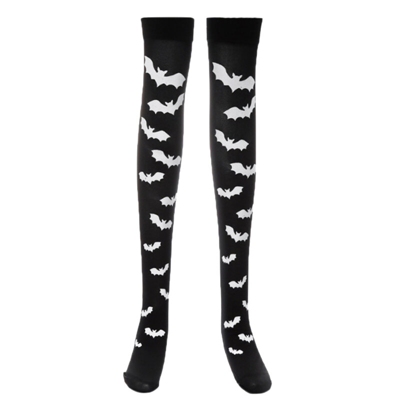 New Halloween Party Bloody Skeleton Cobweb Bat Stockings Women Thigh High Socks Women's Stockings Halloween Stockings Costu