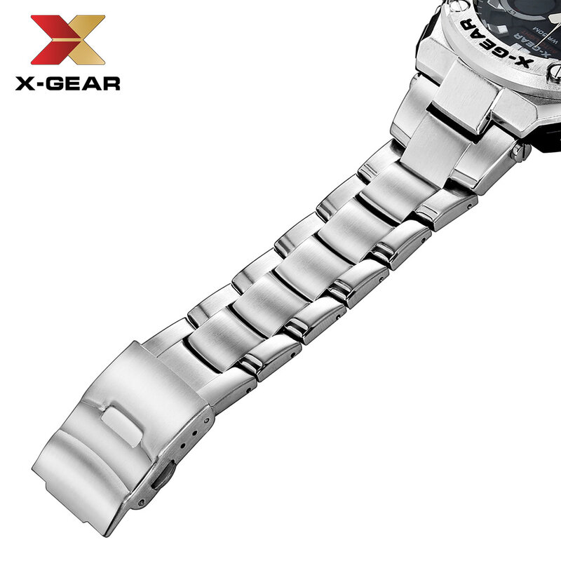 ساعات كوارتز العلامة التجارية الفاخرة X-GEAR ساعة الرجال الميكانيكية رجالي الفولاذ المقاوم للصدأ Watches3788 مقاوم للماء التقويم كوارتز ساعة اليد