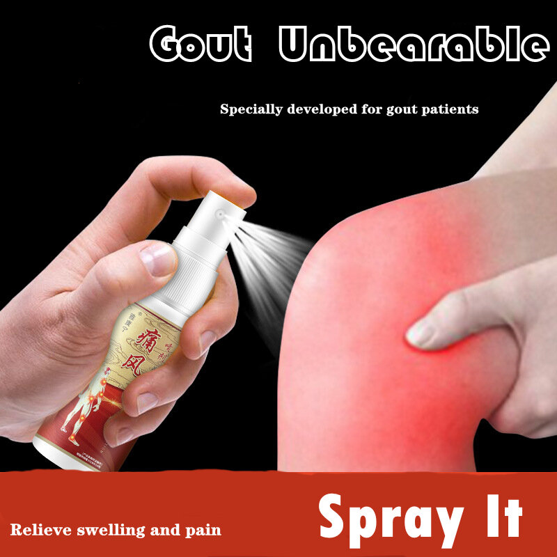 1pcs/Box Gout Treatment Spray 60ml Relieve Joint Pain Reduce Swelling and Remove Blood Stasis Medical Sprayer Health Care Liquid