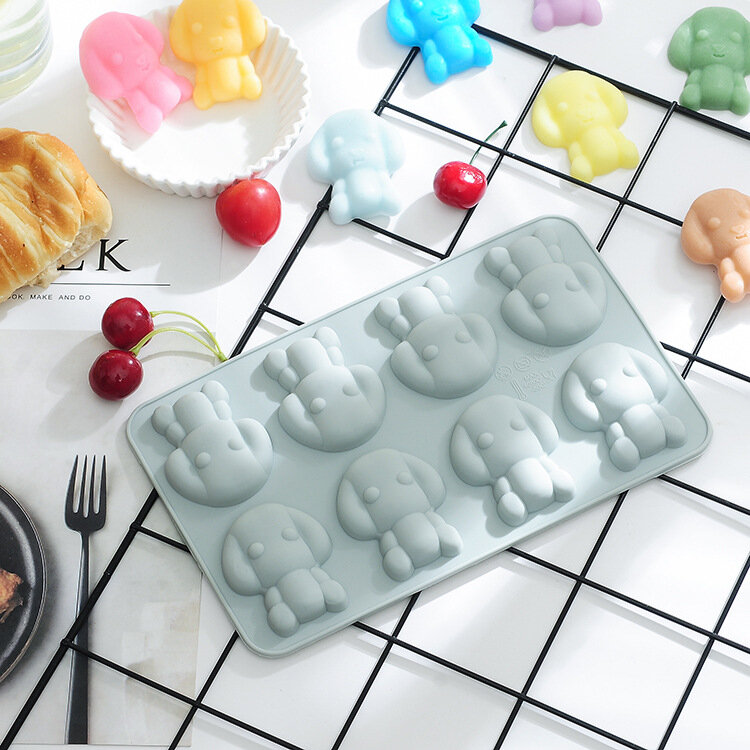 8 otworów kreskówka pies non-stick silikonowe formy do ciasta do pieczenia do galaretek DIY Muffin mus lody narzędzia kuchenne do czekolady forma silikonowa w kształcie psa