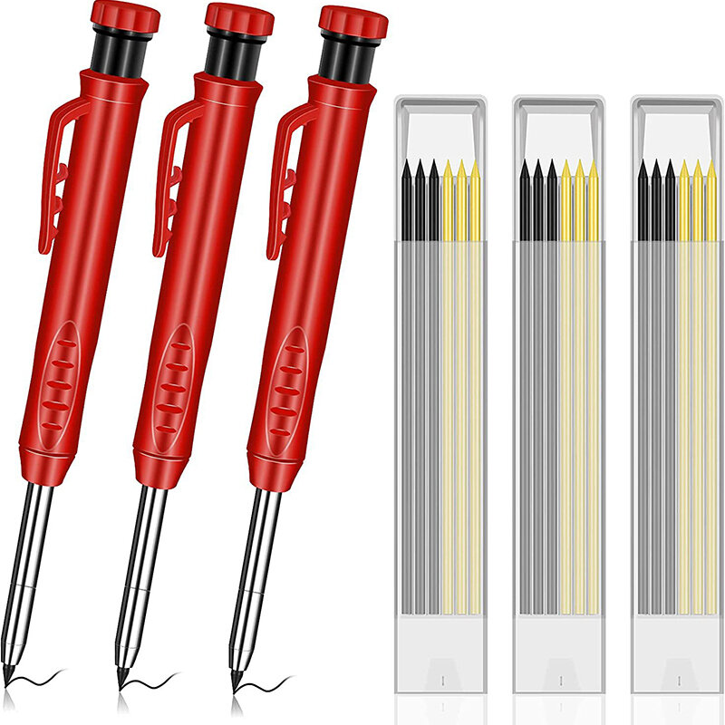 Effen zestaw Potlood z 7 końcówkami do napełniania Ingebouwde Puntenslijper Diep Gat mechanical Marker Markering Pen Tool