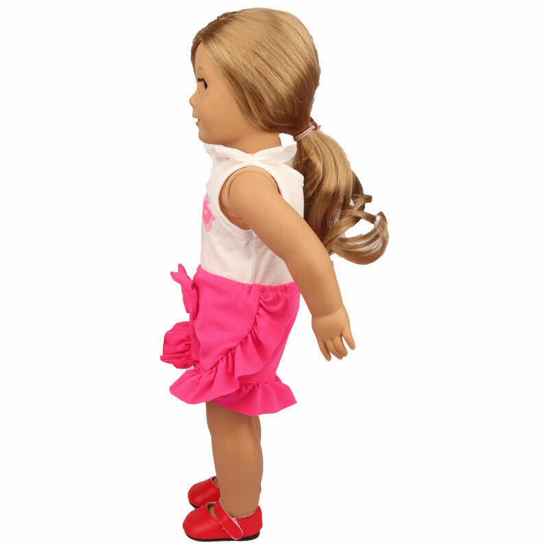 18 дюймов американская кукла кактус с изображением роз, платье красное платье-пачка с бантом, кружевные шорты + футболка; Комплект одежды для ...
