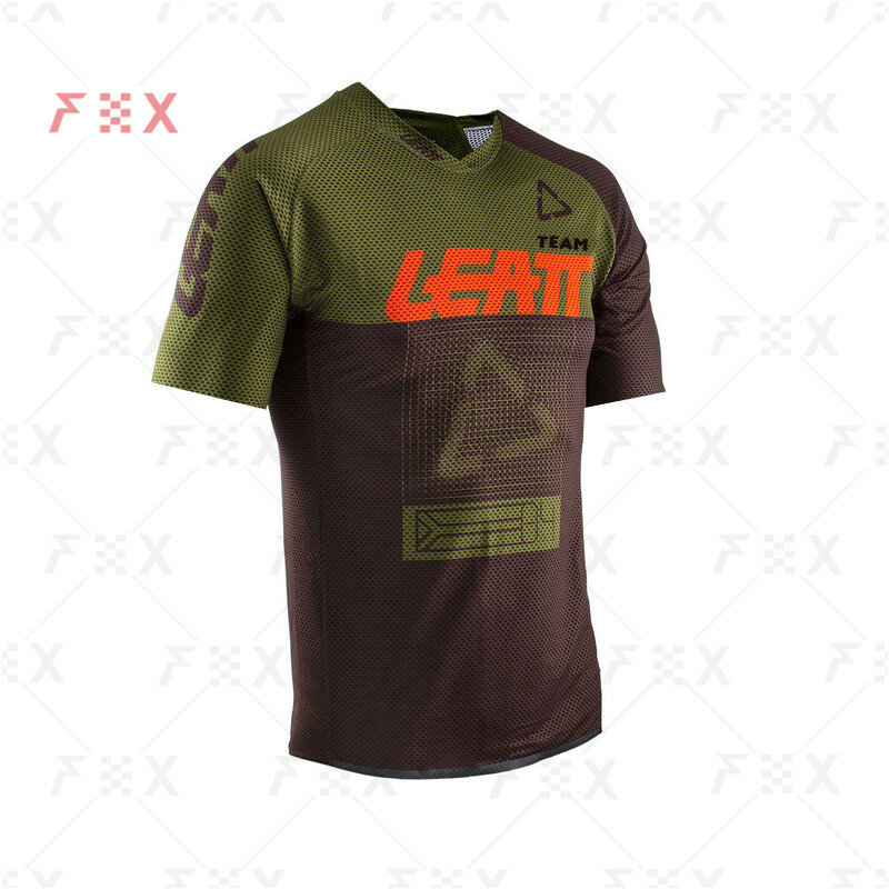 Camiseta de manga corta para hombre, camisa Enduro para bicicleta de montaña, DH, Mx, Motocross, equipo LEATT Mtb, 2021