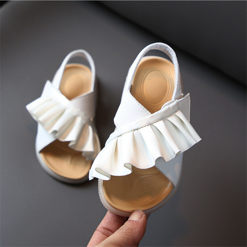 2021 nuovi sandali per bambini estivi in pelle con volant scarpe per bambini per bambini scarpe per bambini carine sandali per ragazze principessa moda morbida 21-30