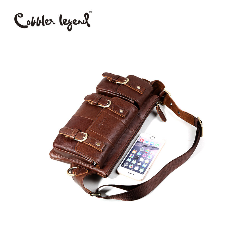 Cobbler Legend ของแท้หนังเอวกระเป๋าแพ็คกระเป๋าเดินทางเอวชายหนังกระเป๋าโทรศัพท์กระเป๋ากระเป๋าแฟช...