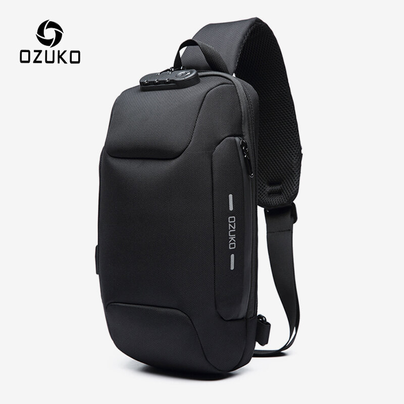 OZUKO-Sac de poitrine antivol pour hommes, sacs à bandoulière multifonctions, sacoche imperméable pour court voyage