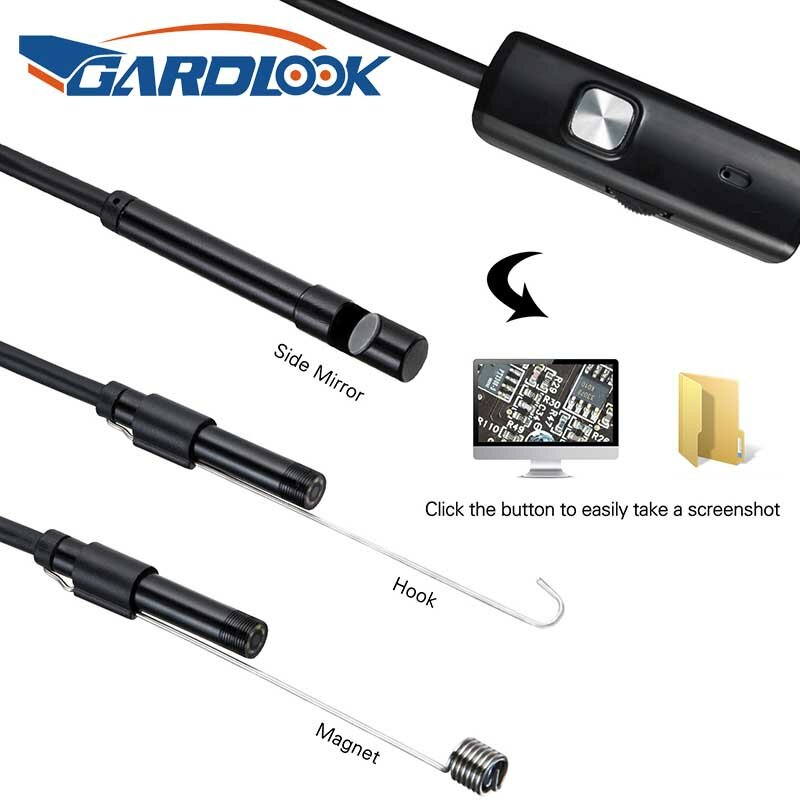 Endoskop Kamera 7mm Flexible IP67 Wasserdichte 6 Einstellbare LEDs Inspektion Endoskop Kamera Micro USB OTG Typ C für Android PC