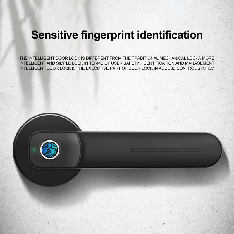 Smart Home Door Lock Keyless Entry Works Biometric Fingerprint Electric Handle Wooden