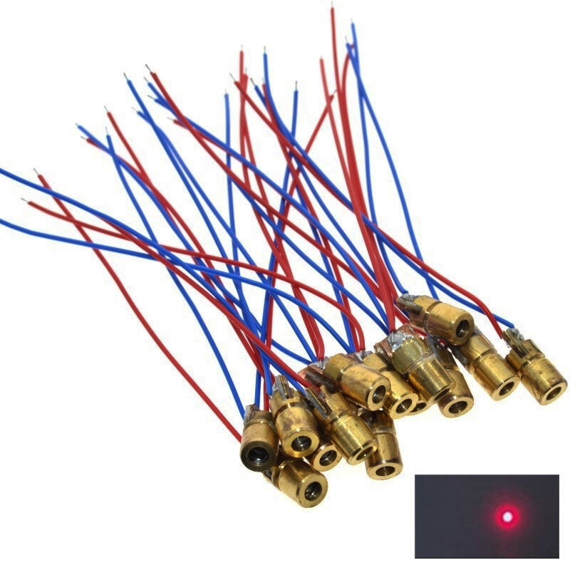 Lot de 10 modules de diodes Laser réglables, 3V 5V 650nm 5mW, Point rouge, viseur rouge, tête en cuivre, Mini pointeur Laser 6MM 5 millions Watt