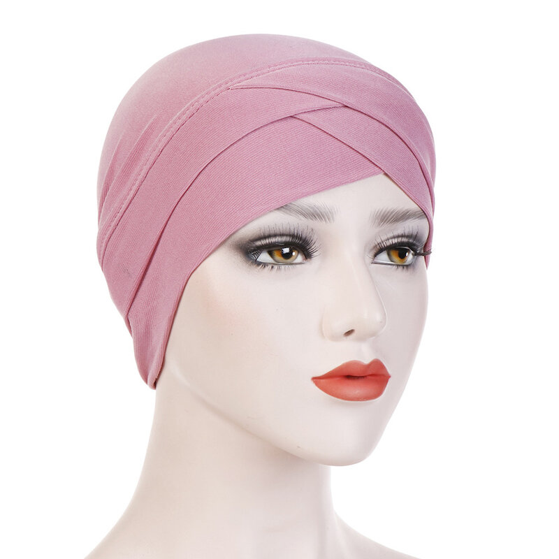 Women Muslim Hijab Scarf Inner Hijab Caps Ladies Islamic Cross Headband Turban Headwrap Hairband Women Muslim Hijab Headscarf
