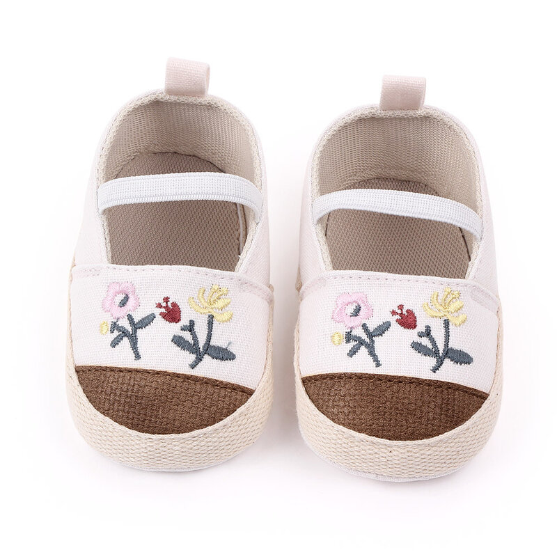 Zapatos de princesa para bebé recién nacido, calzado de suela suave para primeros pasos, Mary Jane, planos, flores