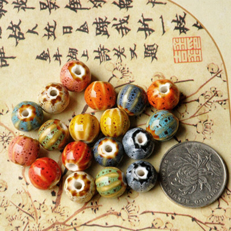 100pcs Round Mix Color Ceramic Beads Porcelain Loose Bead for DIY Jewelry Making Necklace Accessories Necklaces Crafts