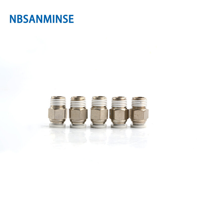 NBSANMINSE Air ท่อ M5 1/8 1/4 3/8 1/2 ด้ายชาย PUSH In Joint แก๊ส Connector ข้อต่อนิวเมติก PUSH ท่อ