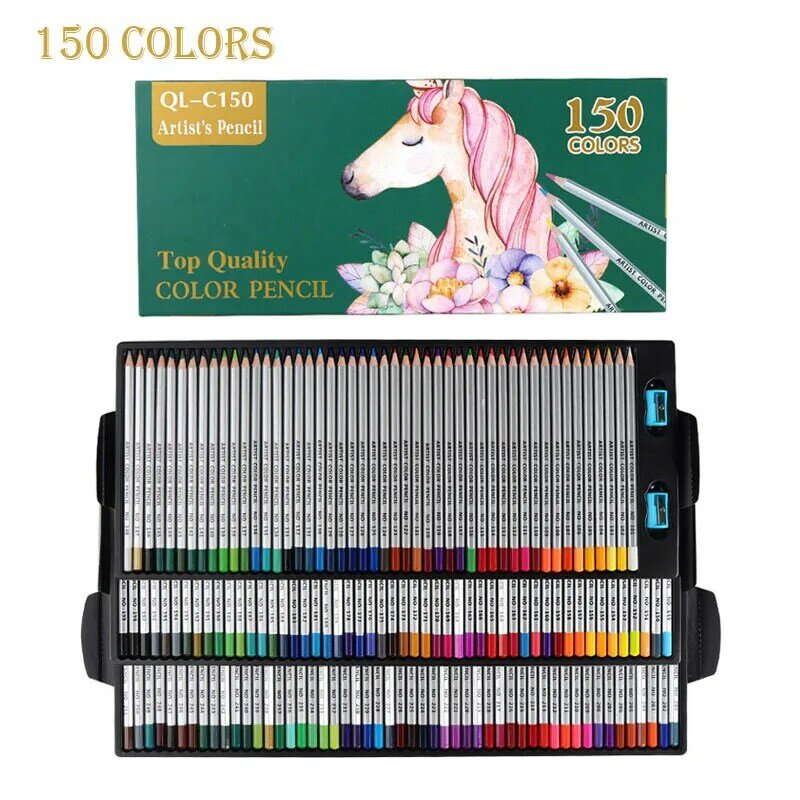 Kit de lápis de cor profissional, solúvel em água, para desenho em madeira, lápis de cor, presente para crianças, 150