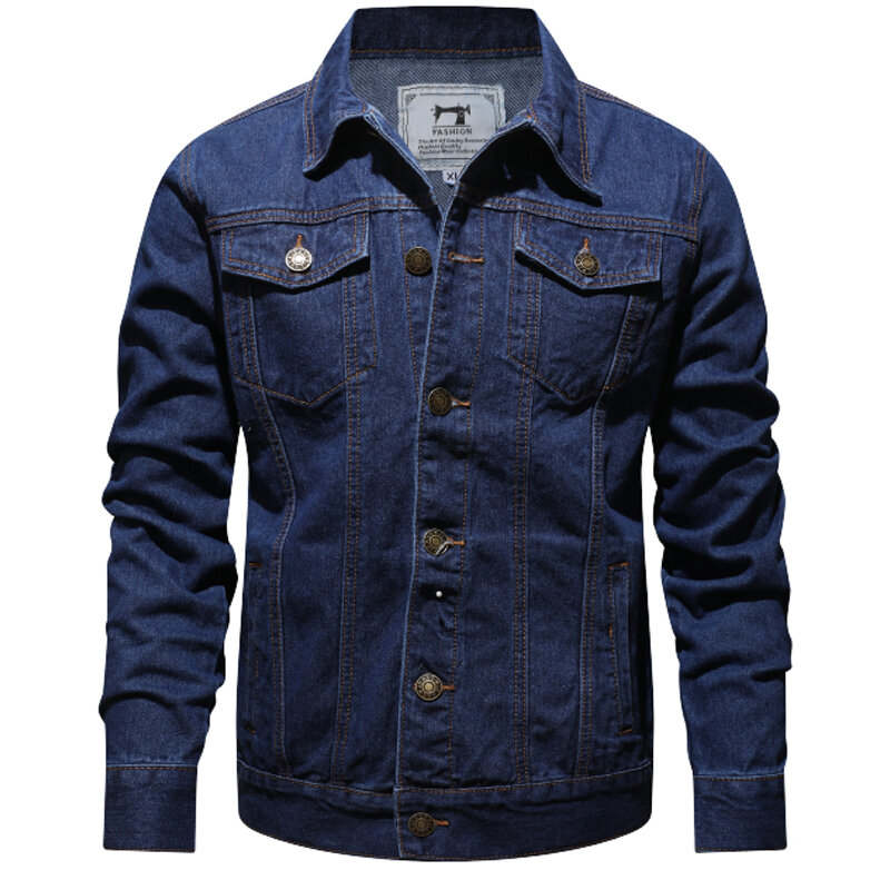 Size S-5XL Spring and Autumn New Style Boutique Pure Cotton Fashion Blue Black Mens Casual Denim Jacket Slim Cowboy Coat