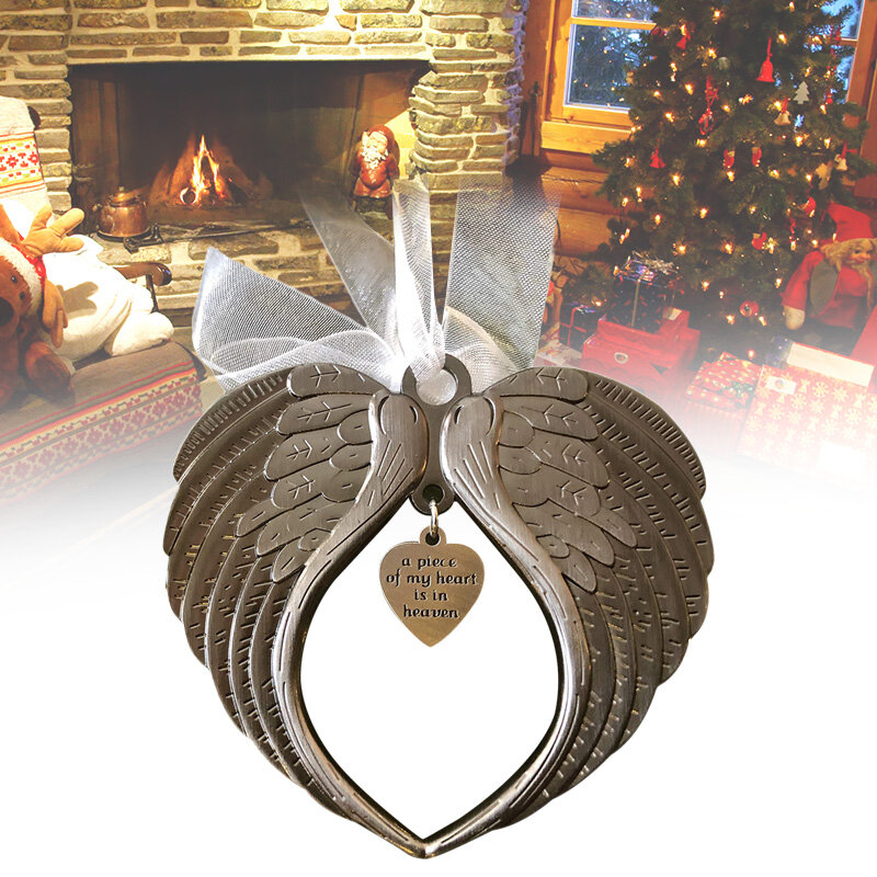 Colgante de adorno de ala de Ángel de Navidad, 2020, una pieza de mi corazón está en el cielo, JHP-Best