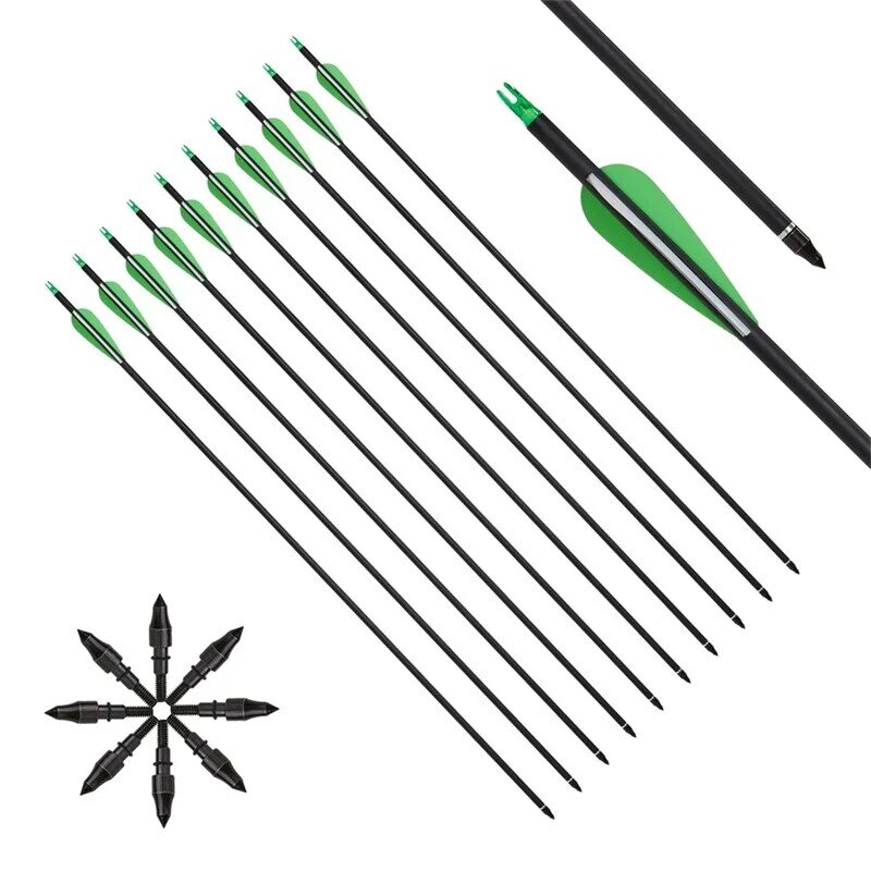 Carbon Arrows for Archery Bow Spine 500 ID 6.2mm Hunting Shooting Arrows for Recurve/Compound Bow