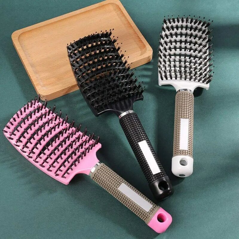Escova mágica para cabelo feminina, escova de cerdas para massagem no couro cabeludo