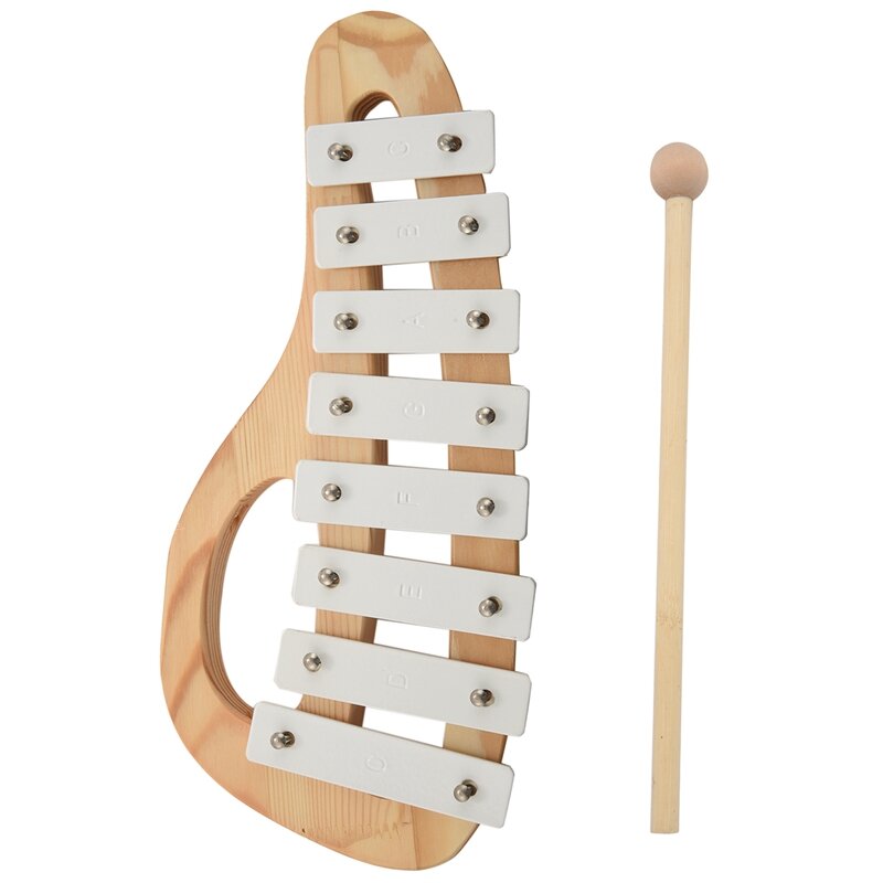 Xylophone à frappe à la main glockenfel avec maillets 8 tons feuille d'aluminium, Instrument de musique en bois, jouet éducatif préscolaire pour Ki