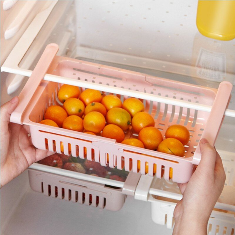 ปรับยืดได้ตู้เย็นลิ้นชักตะกร้าตู้เย็นลิ้นชัก Fresh Spacer ชั้น