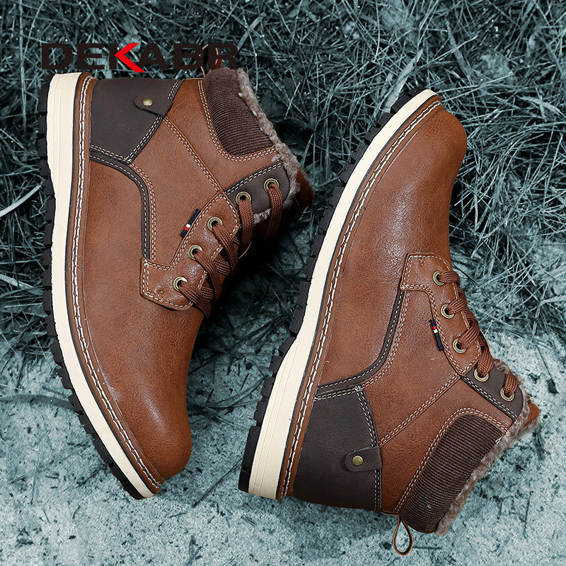 Dekabr-カジュアルな革のアンクルブーツ,暖かい靴,滑り止め,高品質,冬用