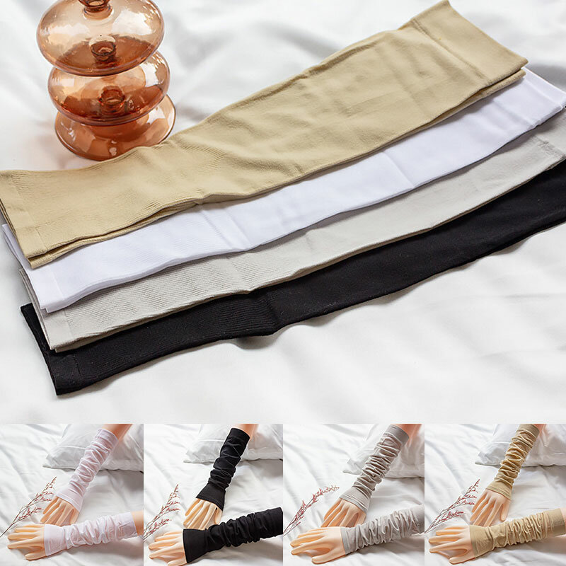 Summer Ice Silk Sport Arm Sleeves UV Sun Protect Solid Female Thin Section Scar Cover Fake Sleeve Arm Cover Outdoor Riding Glove