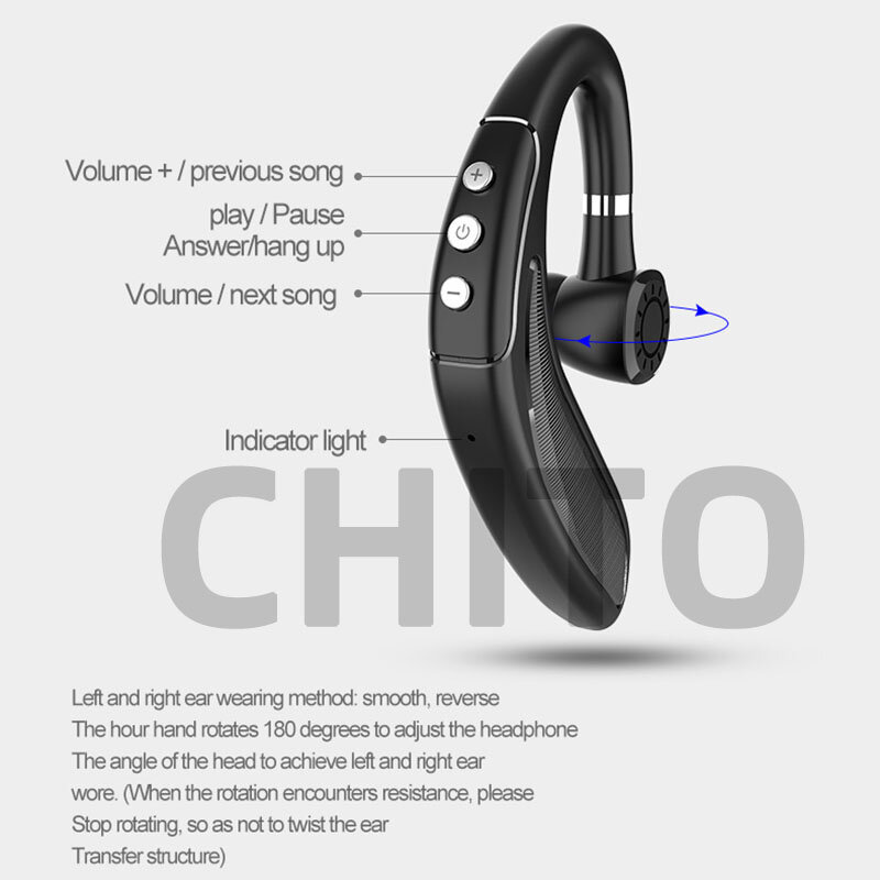 Auriculares inalámbricos con Bluetooth 5,0, cascos con gancho para la oreja, estéreo, auricular de gancho para la oreja, batería larga deportiva con micrófono