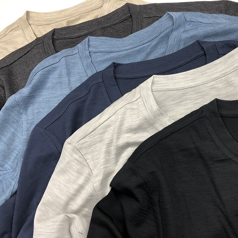 100% Superfine t-shirt in lana Merino camicia a strati di Base da uomo traspirante asciugatura rapida anti-odore No-prurito taglia USA