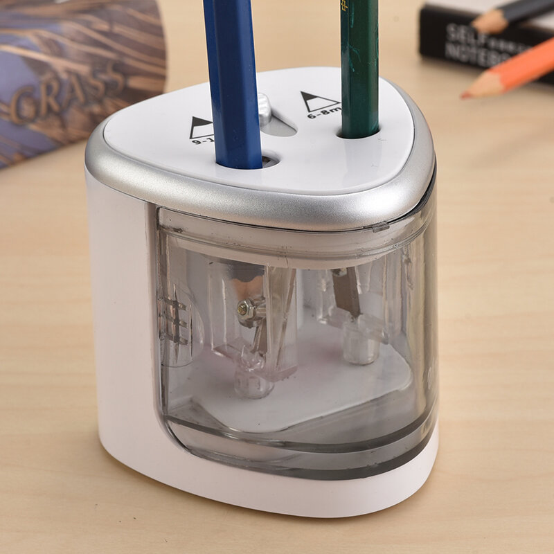 Automatic Pencil Sharpener Two-hole Electric Switch Pencil Sharpener Stationery Home Office School Supplies Korean Stationery