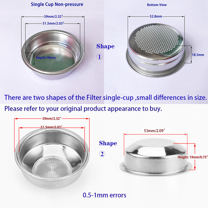 51mm Single-Cup Non-Pressure Coffee Machine Filter Basket for Household Coffee Maker Kitchen Accessories Coffee Parts