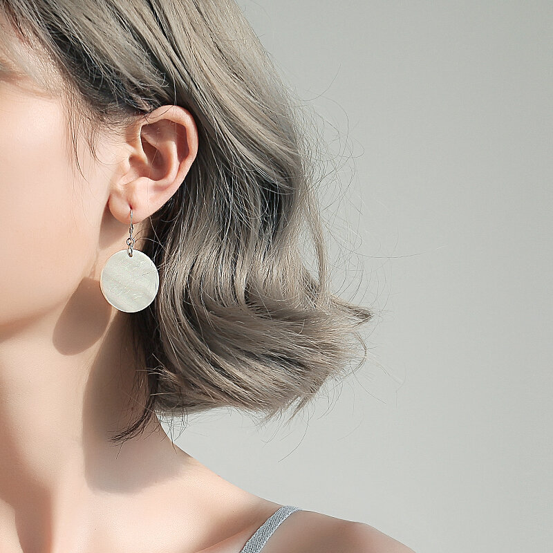925 스털링 실버 라운드 메쉬 레드 스타일 귀걸이 2021 새로운 유행 원형 귀 스터드 한국어 우아한 온라인 인플루엔서 가을