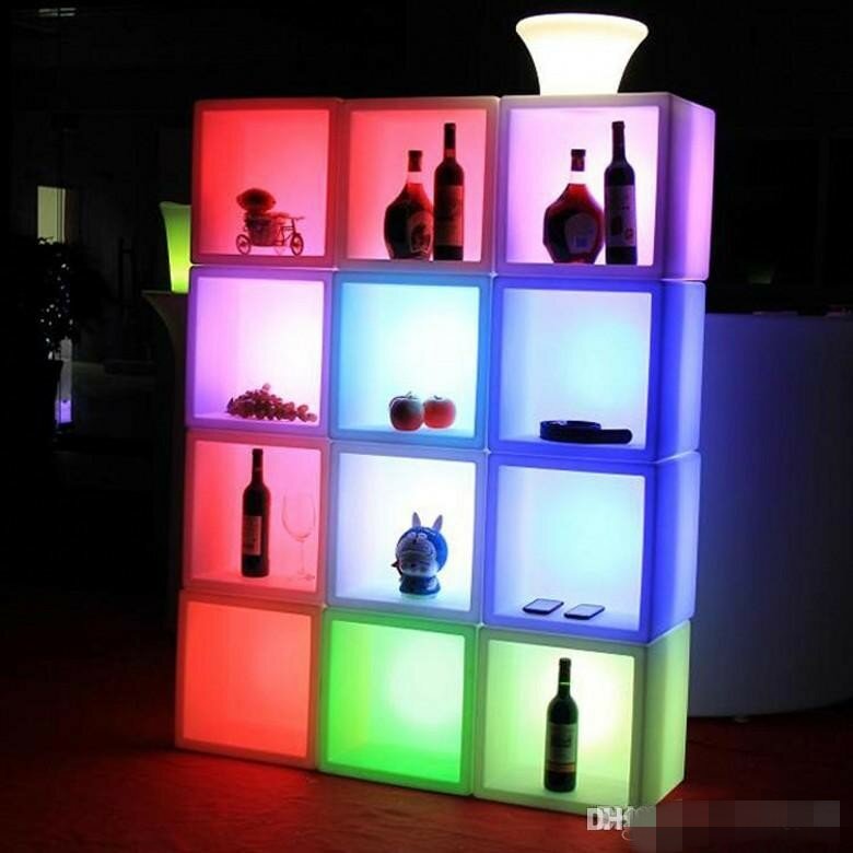 New led furniture Waterproof Rechargeable LED display bar cabinet 40CMx40CMx40CM colorful changed wine cabinet bar disco supply