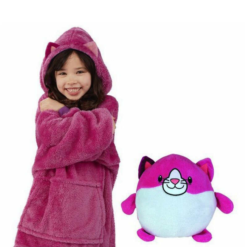 Wearable Kids Pets Hoodie Blanket Hoodie Children's Sweatshirt Pet Shape Winter Fleece Pet Hooded Pajamas For Kids Holiday Gift