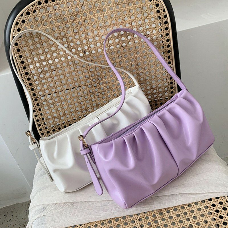 Новая модная простая однотонная складная сумка женская сумка на подмышках Высококачественная иностранная сумка на плечо новая