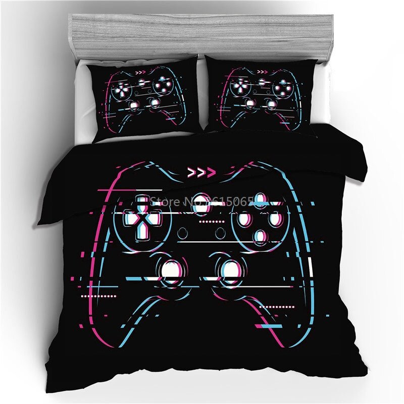 Black Gamer Gamepad 3d Bedding Set Printed Duvet Cover Set with Pillowcase Twin Full Queen King Bed Linen Comforter Cover Sets