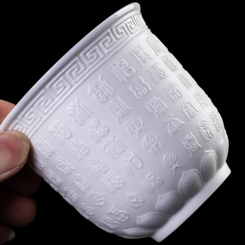 Longfeng Baifu-Taza de cerámica de té hecha de cordero gordo y corazón de jade, regalos de oficina, juegos de té