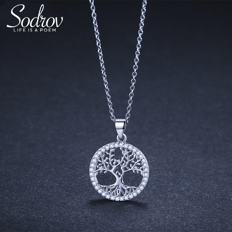 Sodrov-قلادة شجرة الحياة الفضية للنساء ، الفضة 925 ، المجوهرات الفضية ، قلادة شجرة الحظ ، 925