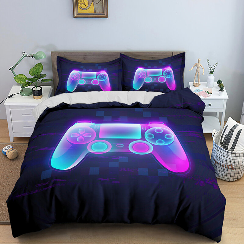 2021 Gamer Gaming 3D Print Game Gamepad Bedding Set Cartoon Kids Bedroom Bed Duvet Cover Sets Bedclothes Queen King Single Size