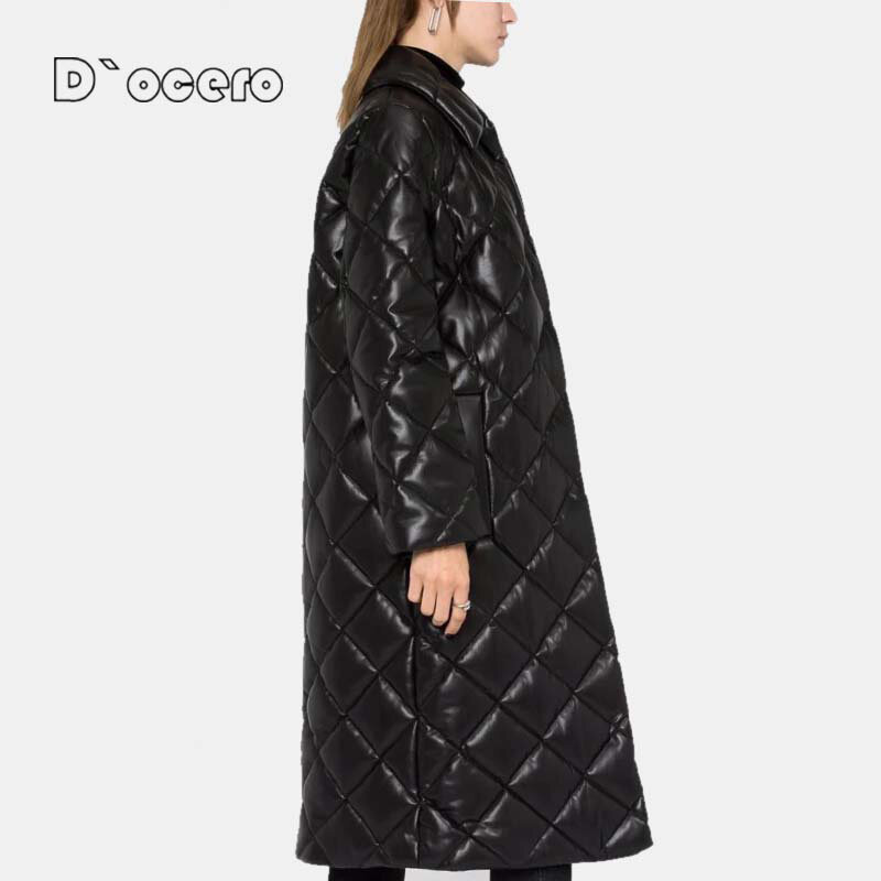 2021 зимняя куртка ocero из искусственной кожи, женское длинное теплое ветрозащитное хлопковое Стеганое пальто из искусственной кожи, женская в...