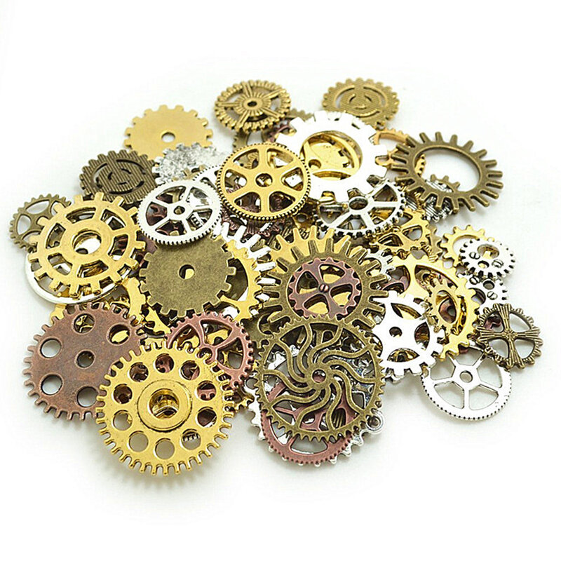 100 Gram Alloy Parts Wheels Pendant Crafts Mix Styles Clock Steampunk Gears DIY Assorted Jewelry Accessories Durable