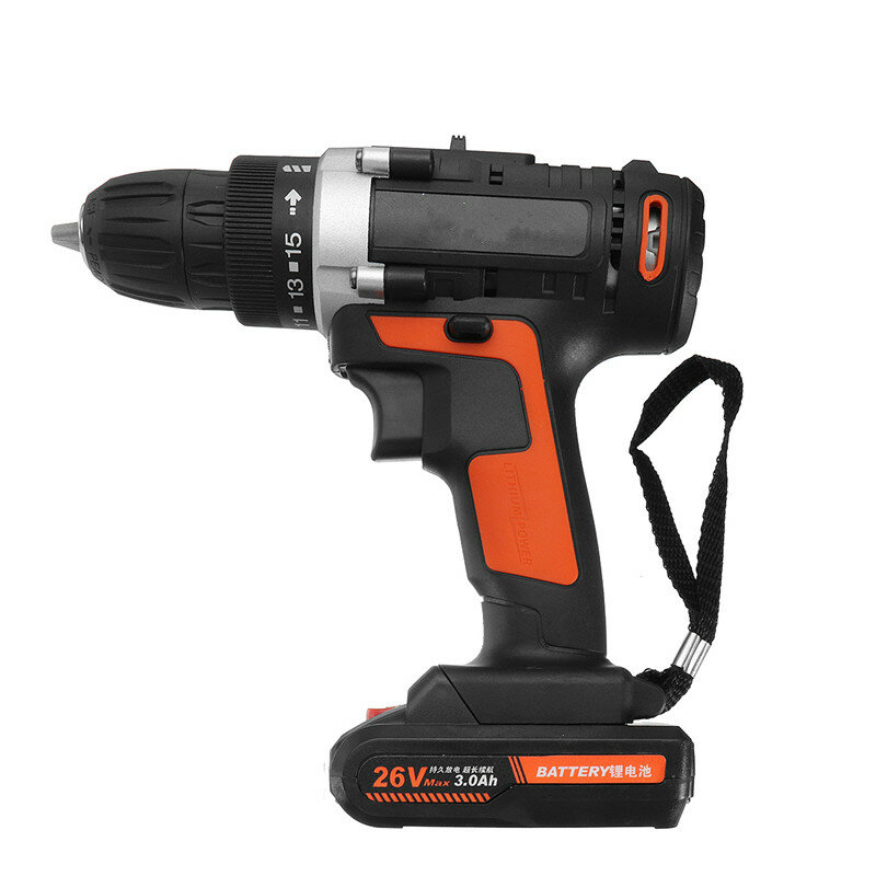 26V Electric Screwdriver Household Cordless Electric Drill Hand-held Rechargeable Lithium-ion Battery 2 Speed Power Tool