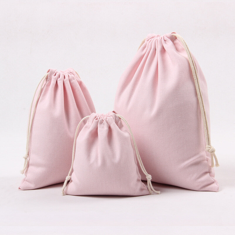 Original Canvas Cotton Drawstring Bag Coffee Gift Candy Packaging Bags Women Travel Pouch Storage High Quality Makeup Bag