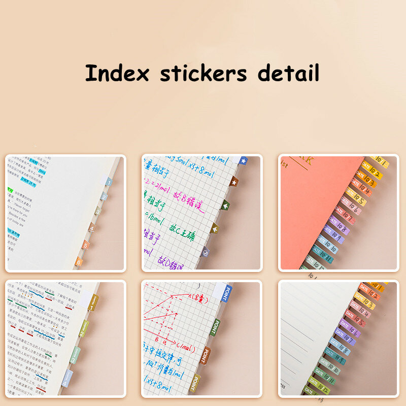 Marcapáginas con índice de notas adhesivas de colores, pegatinas de papel bonitas para estudiantes, papelería, 155 índice/paquete