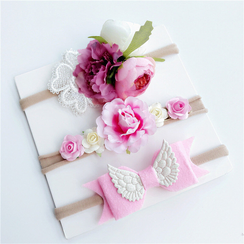 Bandeau à nœud papillon coréen fait à la main pour bébé, accessoire de cheveux en fleurs pour filles, accessoires Photo