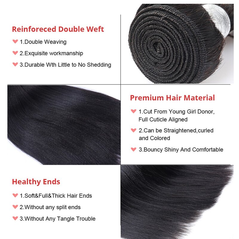 Yaki-mechones de cabello humano postizo, pelo largo y liso, calidad superior, Remy, brasileño, 1, 3, 4, ofertas de extensiones
