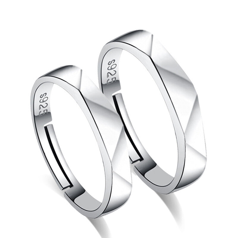 VENTFILLE 925 Sterling Silver Couple Wedding Rings Wave Opening Rings For Men Women Valentine's Day Present