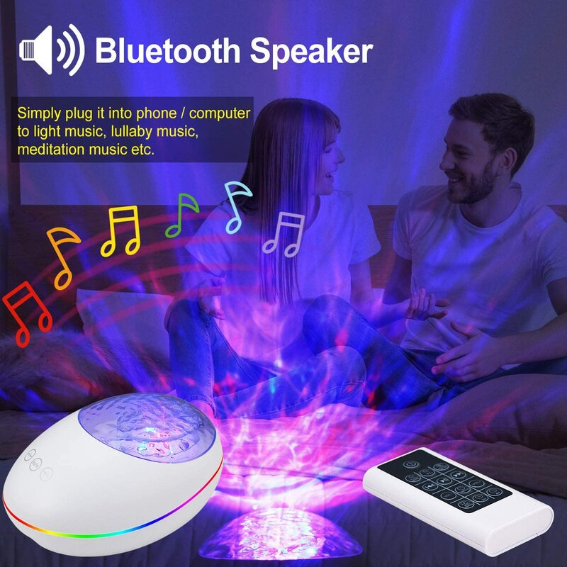 Star Projector Night Light Ocean Wave Starry Projector Light with Bluetooth Music Speaker & Remote for Kids Bedroom Home Theatre