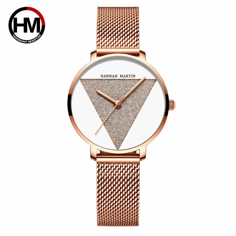 Hannah Martin-Relojes de pulsera de lujo para mujer, pulsera de cuarzo de oro rosa, resistente al agua, de acero