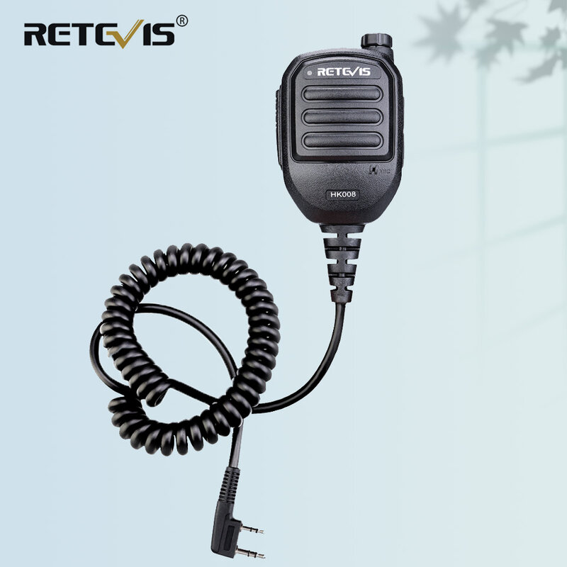 Retevis-altavoz de micrófono recargable de 2 pines HK008, volumen ajustable para Walkie Talkie Kenwood Baofeng Retevis RT3S RT3 RT22